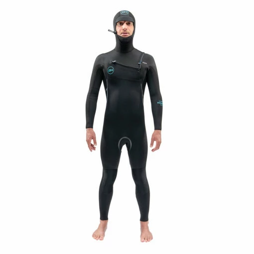 Dakine Mens Mission 4/3mm Chest Zip Hooded Wetsuit - 22/Black -Surfing Equipment Sales 2024 0007 MensMissionChestZipHooded43mm Black 604565592484 DK22M43HMZ Black MY22 4