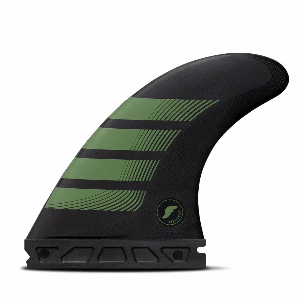 Futures Fins - F8 Alpha Tri-Fin Set - Carbon/Olive 3 Futures Fins - F8 Alpha Tri-Fin Set - Carbon/Olive